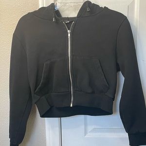 Black Crop Zip-Up Sweater
